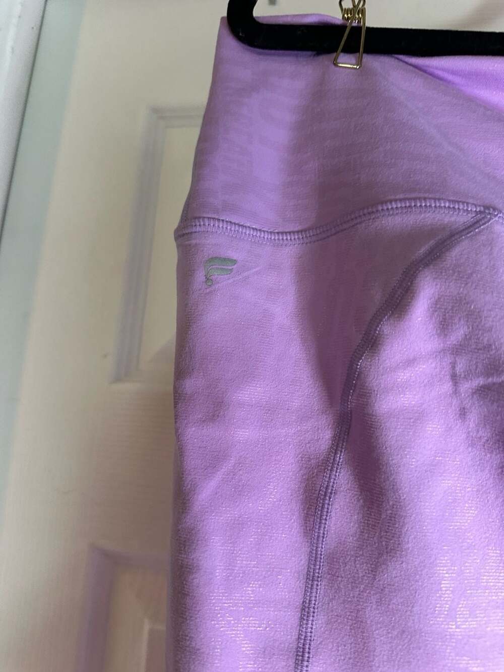 Fabletics PowerHold Leggings Size 2X Lavender Embossed Logo - Picture 3 of 7